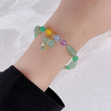 Pink Aventurine Gourd Bracelet for Women Girls Antique Beaded Costume Jewelry