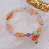 Pink Aventurine Gourd Bracelet for Women Girls Antique Beaded Costume Jewelry