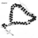 Glass Pearl Beads Cross Necklace