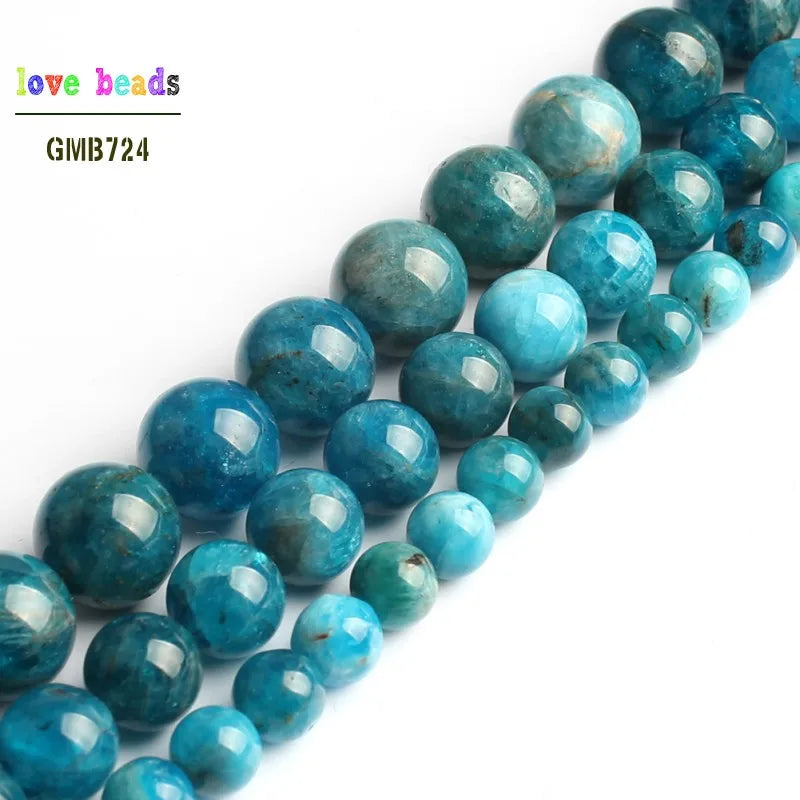 Natural Apatite Round Stone Beads for Jewelry Making 15''