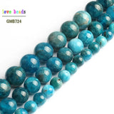 Natural Apatite Round Stone Beads for Jewelry Making 15''