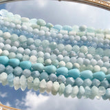 A+ Natural Aquamarines Faceted Loose Spacer Beads for DIY Jewelry