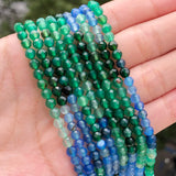 Green Agates Stone Beads Micro Faceted Round Loose Beads