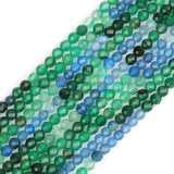 Green Agates Stone Beads Micro Faceted Round Loose Beads
