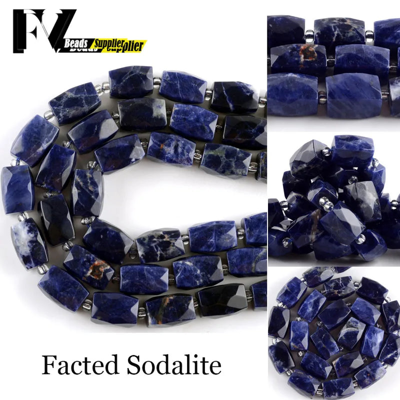 Natural Sodalite Stone Beads Faceted Loose Spacer Beads 11*15mm