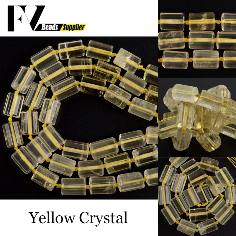 Faceted Citrine Crystal Beads Tube Shape 11*15mm