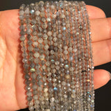 Natural Gray Labradorite Stone Beads Faceted Spacer 15'' 2 3 4mm