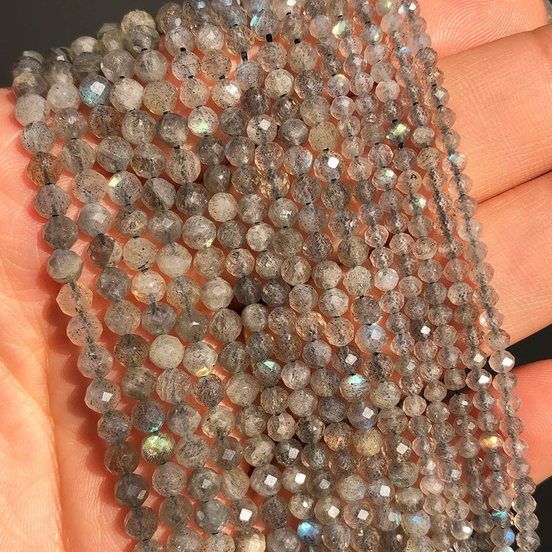 Natural Gray Labradorite Stone Beads Faceted Spacer 15'' 2 3 4mm