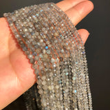 Natural Gray Labradorite Stone Beads Faceted Spacer 15'' 2 3 4mm