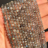 Natural Gray Labradorite Stone Beads Faceted Spacer 15'' 2 3 4mm