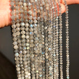 Natural Gray Labradorite Stone Beads Faceted Spacer 15'' 2 3 4mm