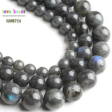 Natural Grey Labradorite Moonstone Round Beads 15'' Strand DIY Bracelet