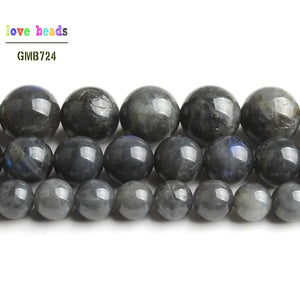 Natural Grey Labradorite Moonstone Round Beads 15'' Strand DIY Bracelet