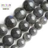Natural Grey Labradorite Moonstone Round Beads 15'' Strand DIY Bracelet