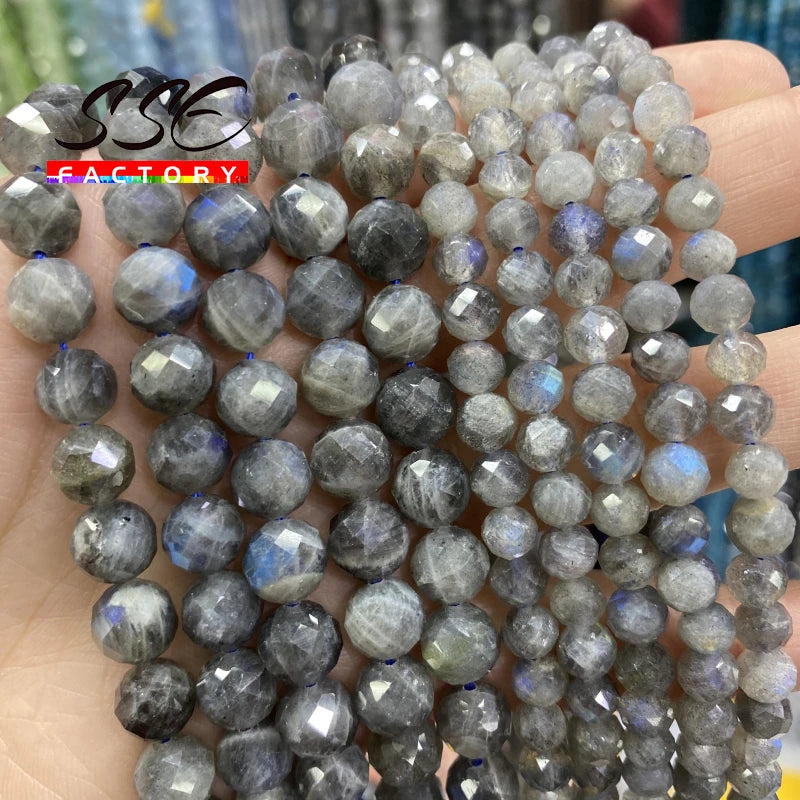 Grey Labradorite Stone Beads Faceted 6-10mm 15''