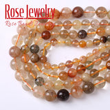 Colorful Rutilated Quartz Crystal Beads Round Loose Beads 6-12mm