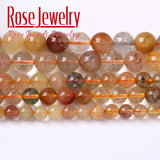 Colorful Rutilated Quartz Crystal Beads Round Loose Beads 6-12mm