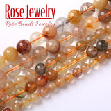 Colorful Rutilated Quartz Crystal Beads Round Loose Beads 6-12mm