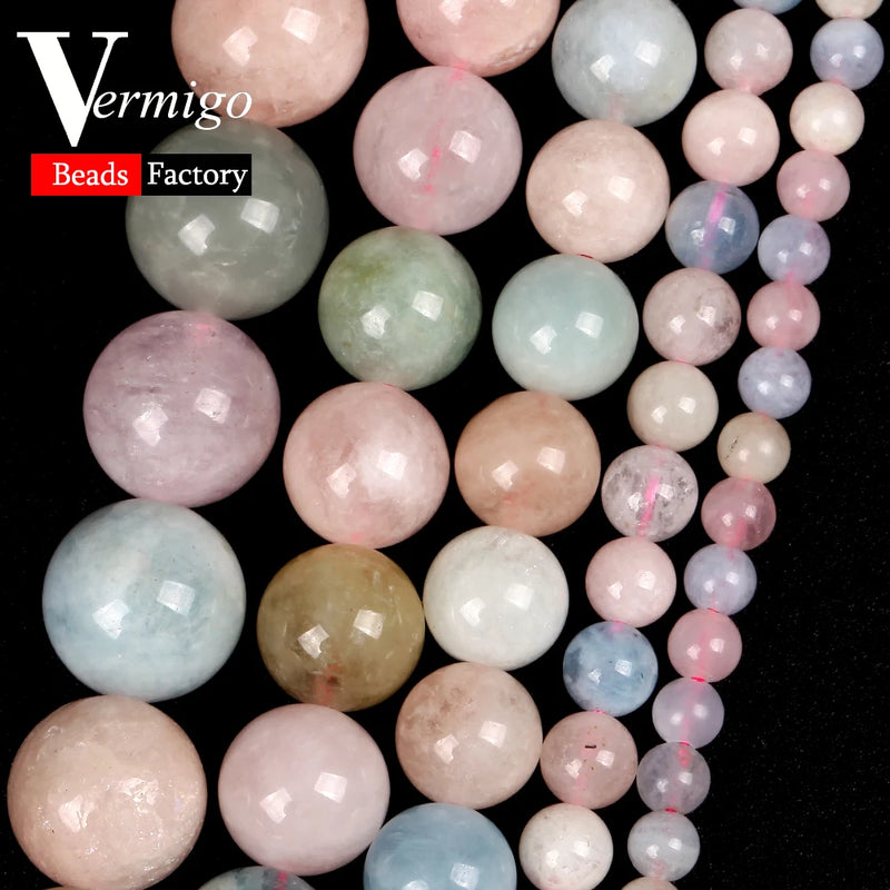 Natural Morganite Stone Beads Round Beads for Jewelry Making 4/6/8/10/12mm