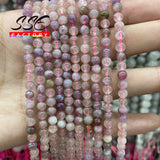Pink Tourmaline Round Loose Beads 4-10mm 15''