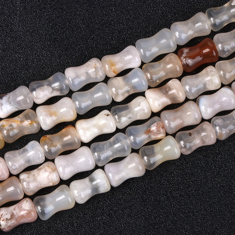 Natural Sakura Agat Bead Bamboo Shape Cherry Agates Loose Beads 7.5 Inch