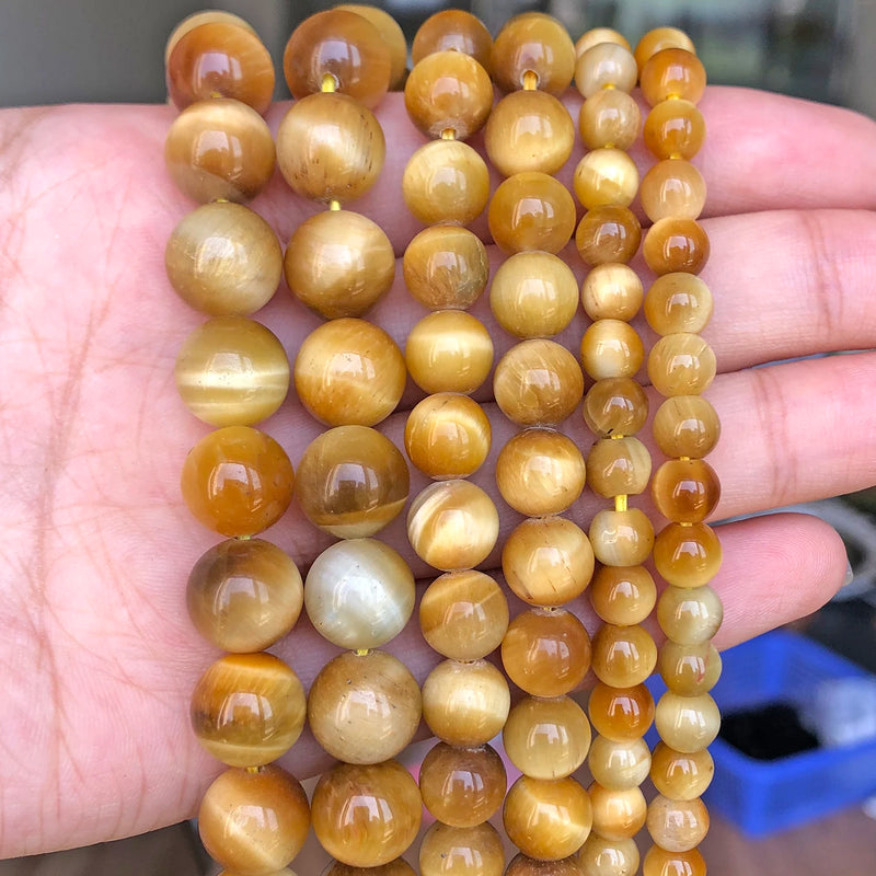 Yellow Tiger Eye Round Loose Beads 6.8.10.12mm