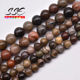 Smooth Round Natural Petrified Jades Gem Stone Beads 4/6/8/10/12MM