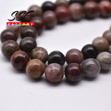 Smooth Round Natural Petrified Jades Gem Stone Beads 4/6/8/10/12MM