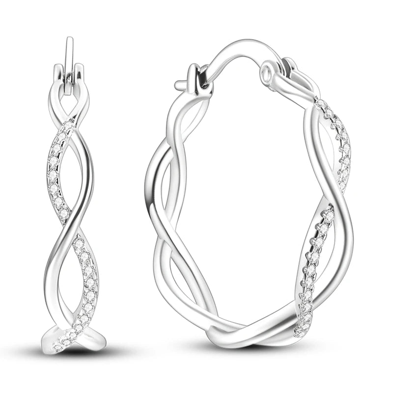925 Silver & Rose Sparkling Interwoven Earrings