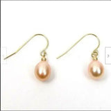 AAAA 8x10mm Akoya Pink Pearl Earrings 14Kp