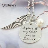 A PIECE OF MY HEART LIVES IN HEAVEN Memorial Pendant Charms Necklace