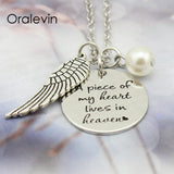 A PIECE OF MY HEART LIVES IN HEAVEN Memorial Pendant Charms Necklace