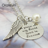 A PIECE OF MY HEART LIVES IN HEAVEN Memorial Pendant Charms Necklace