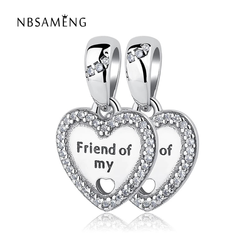 925 Silver Bead Charm Heart Pendant DIY Jewelry Making