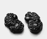 Green Jade Carved Money Pixiu Pendant Dragon Necklace Charm Lucky Amulet
