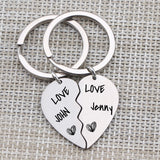 Personalized Broken Heart Couple Keychain Husband Wife Gift