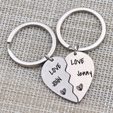 Personalized Broken Heart Couple Keychain Husband Wife Gift