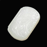 Dragon Phoenix Jade Pendant Necklace Hand-Carved Charm Amulet