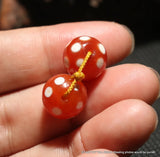Magic Tibetan Old Agate FULL Stars Dots Round dZi Bead Amulet 14MM