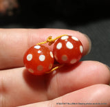 Magic Tibetan Old Agate FULL Stars Dots Round dZi Bead Amulet 14MM