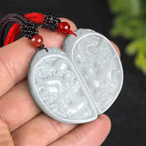 Jade Dragon Phoenix Pendant Charm Necklace Luck Amulet Couples Gift