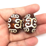 Old Magic Natural Stone Xiangyun Lucky Cloud Tibetan Dzi Beads 22*23mm
