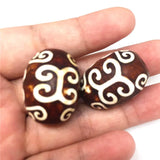 Old Magic Natural Stone Xiangyun Lucky Cloud Tibetan Dzi Beads 22*23mm