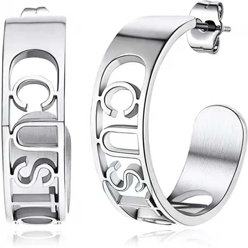 Custom Name Earrings Stainless Steel Studs Girls Jewelry