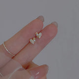 Women's Silver Plated Zircon Stud Earrings
