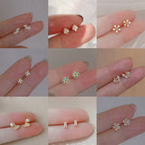 Women's Silver Plated Zircon Stud Earrings