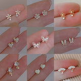 Women's Silver Plated Zircon Stud Earrings