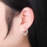 925 Silver Square Geometric Earrings 12mm
