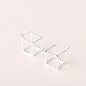 925 Silver Square Geometric Earrings 12mm