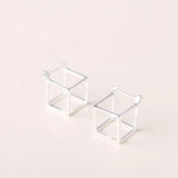 925 Silver Square Geometric Earrings 12mm